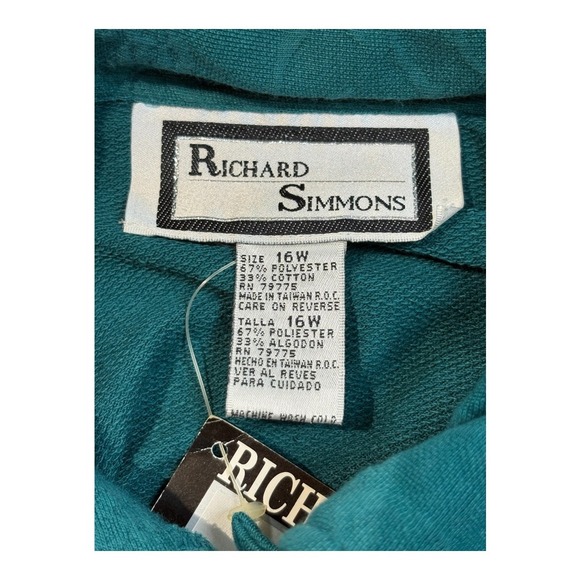 Vintage Richard Simmons Shirt Jacket Button Down Pockets Teal Women 16 NWT‎ - Picture 6 of 10
